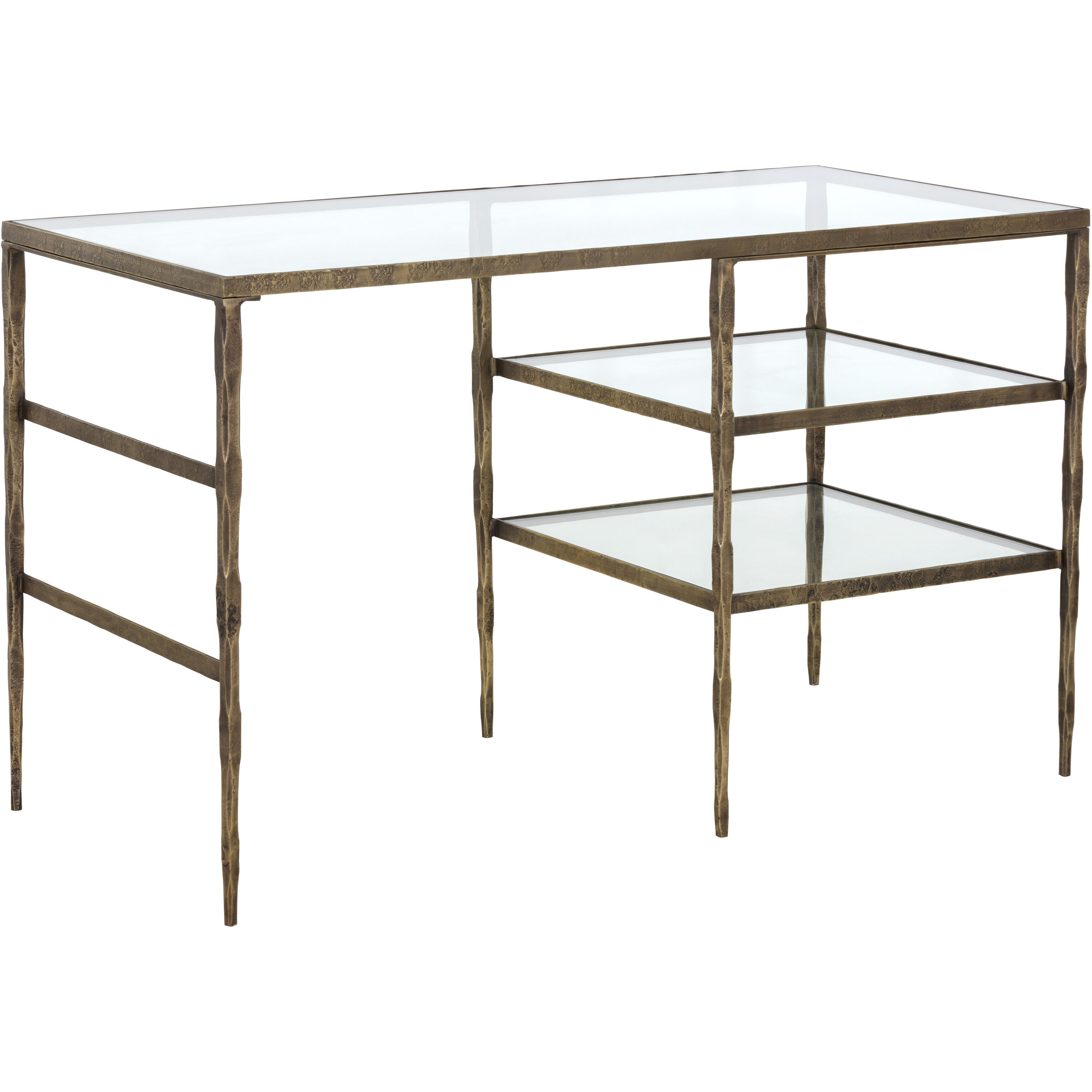 Bruna 52 X 24 inch Clear / Antique Brass Desk
